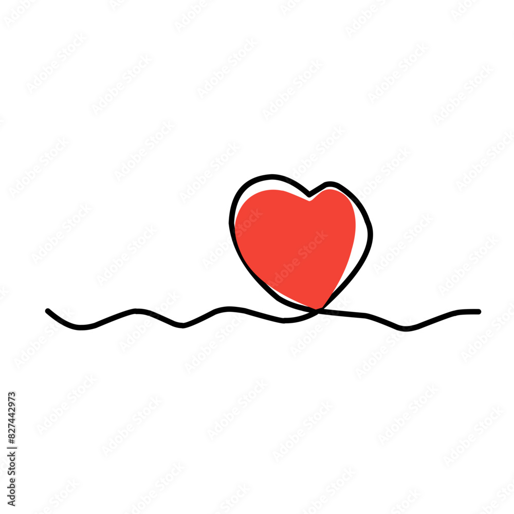 Heart Vector Continuous Line Art