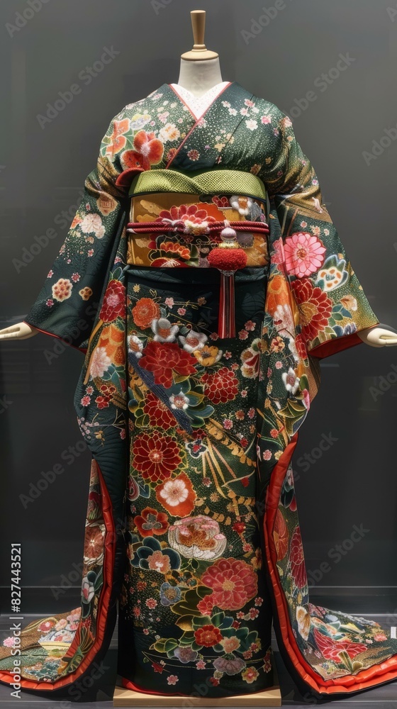 A kimono with a floral pattern A kimono with a floral pattern