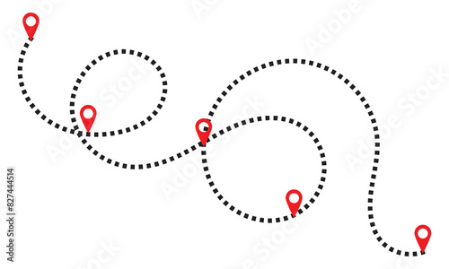 Dotted path with points. isolated on white background. Vector illustration. EPS 10