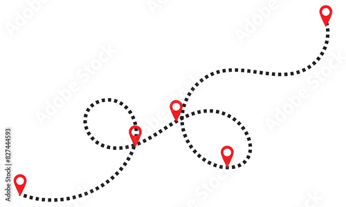Dotted path with points. isolated on white background. Vector illustration. EPS 10