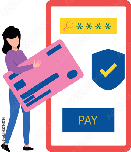 The girl is paying online.