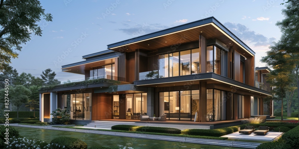 Fototapeta premium Luxury Villa With Modern Architecture Design
