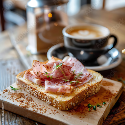 breakfast with coffee and croissant