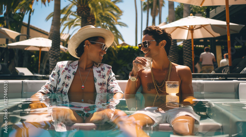 Two Friends Relaxing in the Pool photo