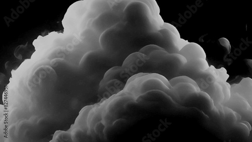Grey smoke explosion on black background, abstract smoke cloud background, bubble smoke cloud.