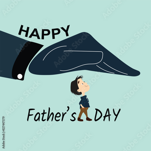 A Father's Day illustration shows a father protectively shielding his son under his arm, capturing the essence of paternal love and the deep bond they share