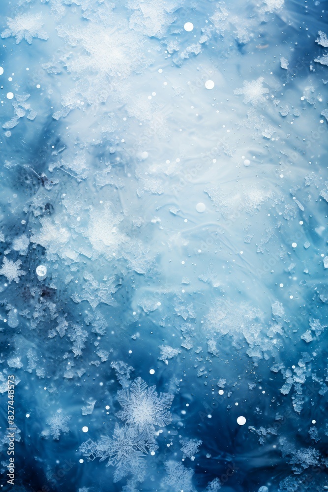 Painting of Snow Flakes on Blue Background. Generative AI Painting of Snow Flakes on Blue Background. Generative AI