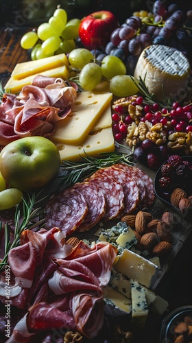 A Symphony of Flavor: Cheeses, Meats, Nuts, and Fruit. Generative AI
