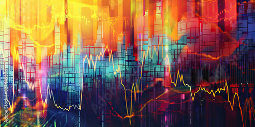 Market Volatility: Abstract Representation of Price Fluctuations - A visually striking image illustrating the concept of market volatility through dynamic and fluctuating patterns and shapes photo