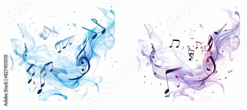 Two side by side vector illustrations of musical notes on a white background