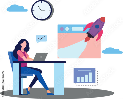 The girl is working on a business startup.