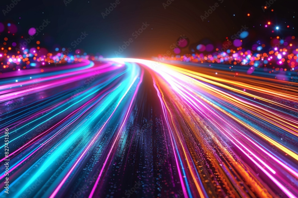 Futuristic background of light. stripes lines with blue light. speed and motion on background