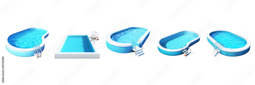 Fototapeta premium Set of A pool isolated on a transparent backgrounds