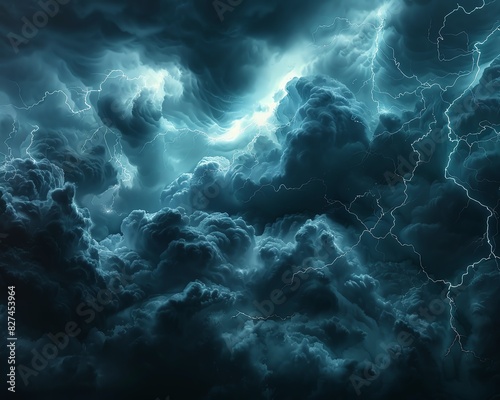 Dark storm clouds swirl ominously, lit by occasional lightning, against a white background, cinematic wide shot, dramatic lighting