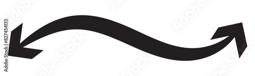 Long arrow icon. Double side Long red arrow vector, silhouette. Vector set of trendy long arrows left and right in flat style. Arrow pointing. vector illustration.