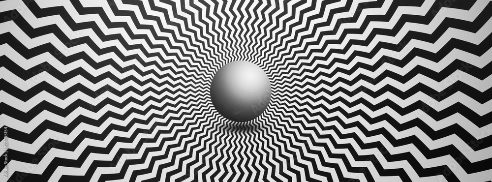 Optical illusion horizontal background. Abstract curves, geometric effect.