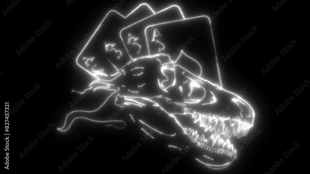 tyrannosaurus rex skull in white line on black background tyrannosaurus rex skull in white line on black background