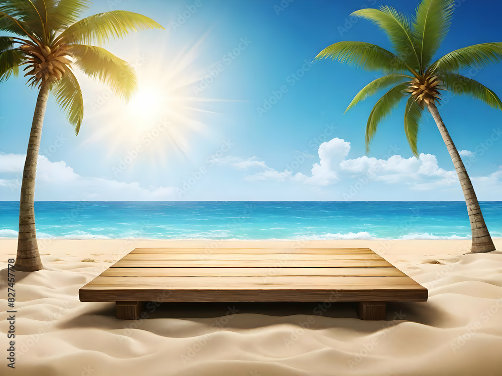 beach background and blank for placing products