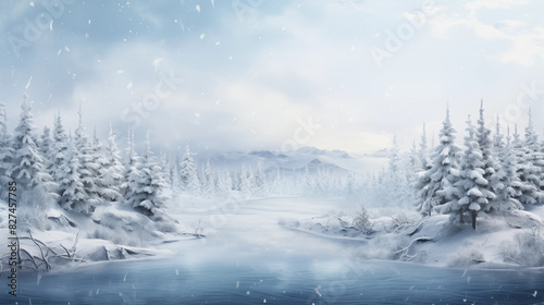 Whimsical winter landscape. Beautiful snow-covered trees. © shivaniii