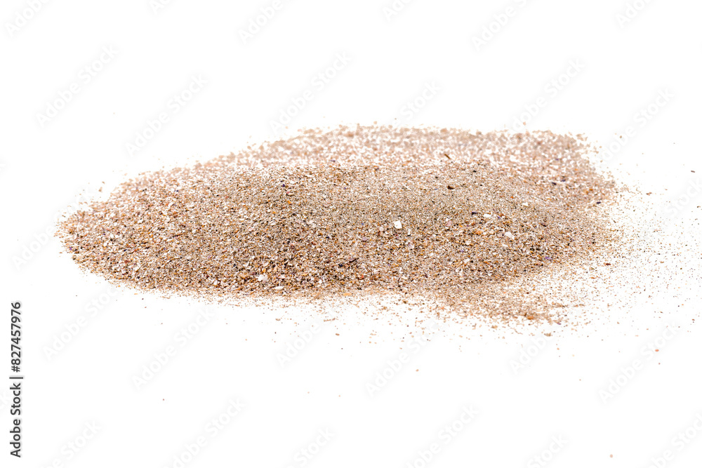Desert sand pile, dune isolated on white, with clipping path, side view Desert sand pile, dune isolated on white, with clipping path, side view