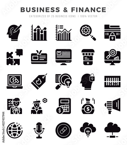Business & Finance Glyph icons. Vector Glyph illustration.