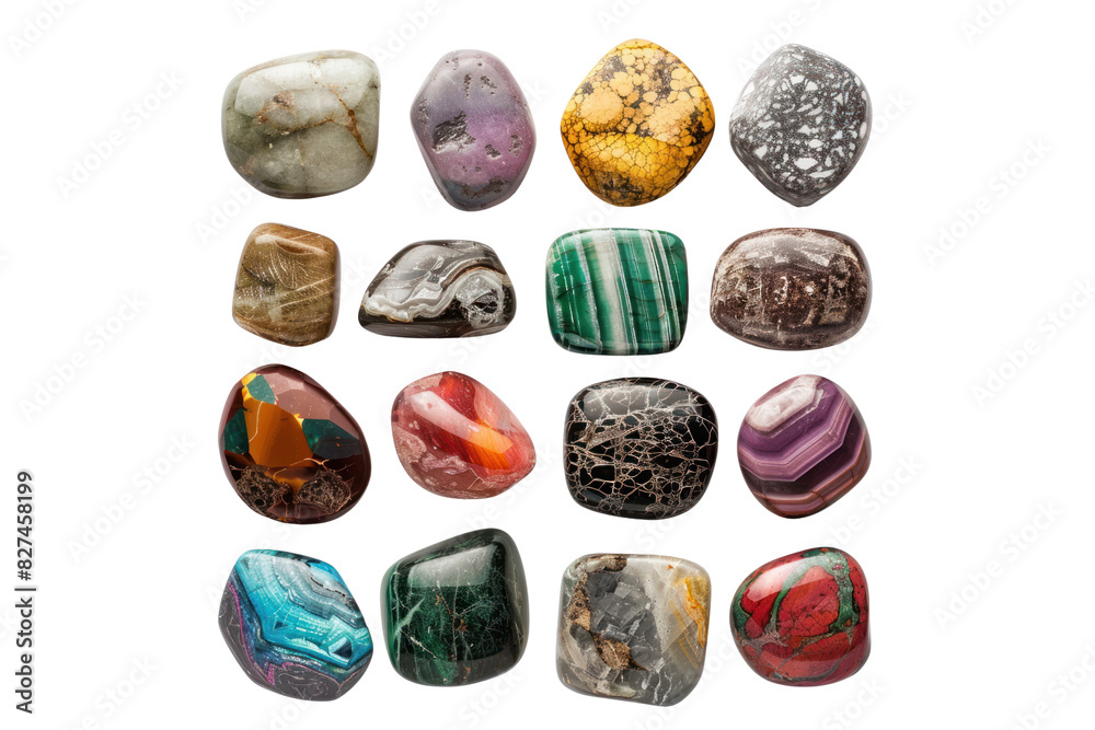 A selection of tumbled healing stones, perfect for carrying in your pocket or adding to your meditation practice, isolated on white background. A selection of tumbled healing stones, perfect for carrying in your pocket or adding to your meditation practice, isolated on white background.