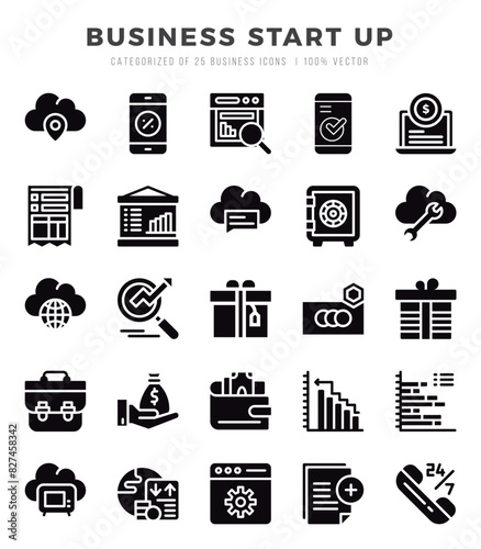Business Start Up icons set. Vector illustration.