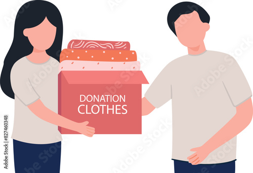 The girl is donating clothes.