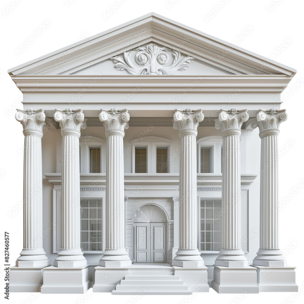 Front view of a classical white building with pillars and ornate architectural details, resembling a historic bank or courthouse. Front view of a classical white building with pillars and ornate architectural details, resembling a historic bank or courthouse.