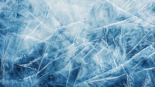 Abstract Winter Ice Texture with Cracks and Scratches