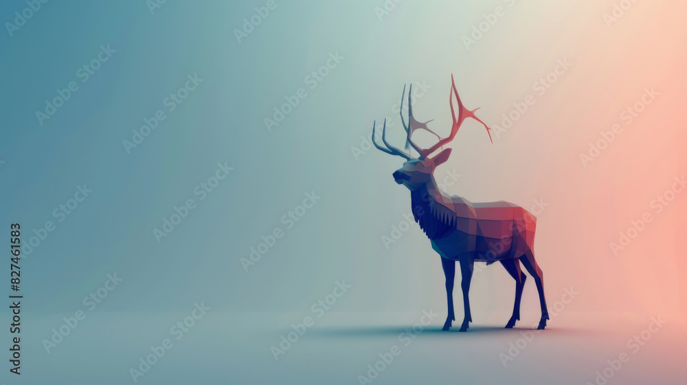 Vibrant and stylized illustration of a majestic deer with large antlers, set against a minimal gradient background. Vibrant and stylized illustration of a majestic deer with large antlers, set against a minimal gradient background.