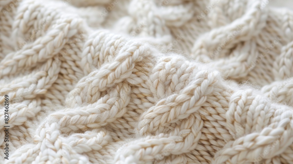 Detailed Close-Up of Beige Knit Wool Fabric, Ideal for Textural Design, Warm Apparel, and Cozy Home Decor Detailed Close-Up of Beige Knit Wool Fabric, Ideal for Textural Design, Warm Apparel, and Cozy Home Decor