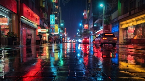 photos of the city with aesthetic neon lights, light reflections on wet streets, amazing light effects © RT Studio 1981