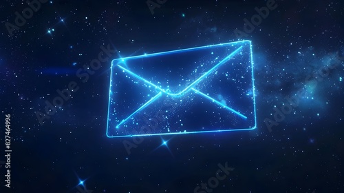 E-Mail  Glowing Digital Envelope Shining in the Starry Night Sky Symbolizing Exciting Announcement