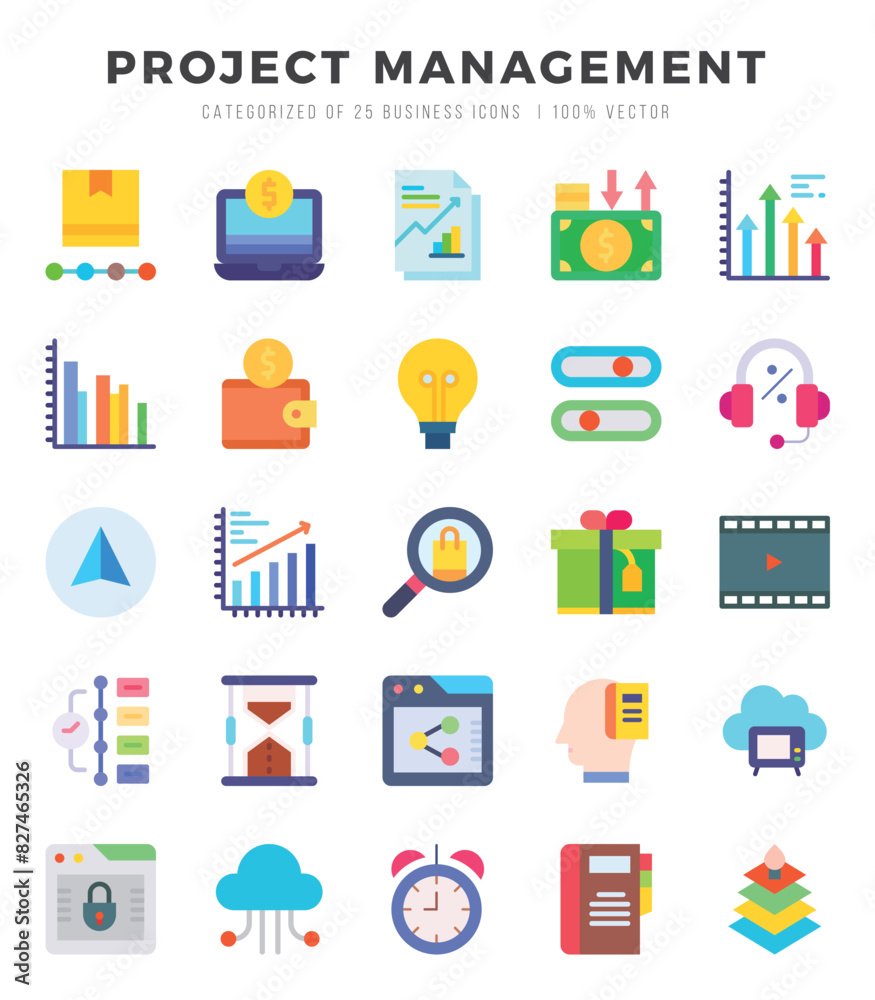 Set of Flat Project Management Icons. Flat art icon. Vector illustration Set of Flat Project Management Icons. Flat art icon. Vector illustration