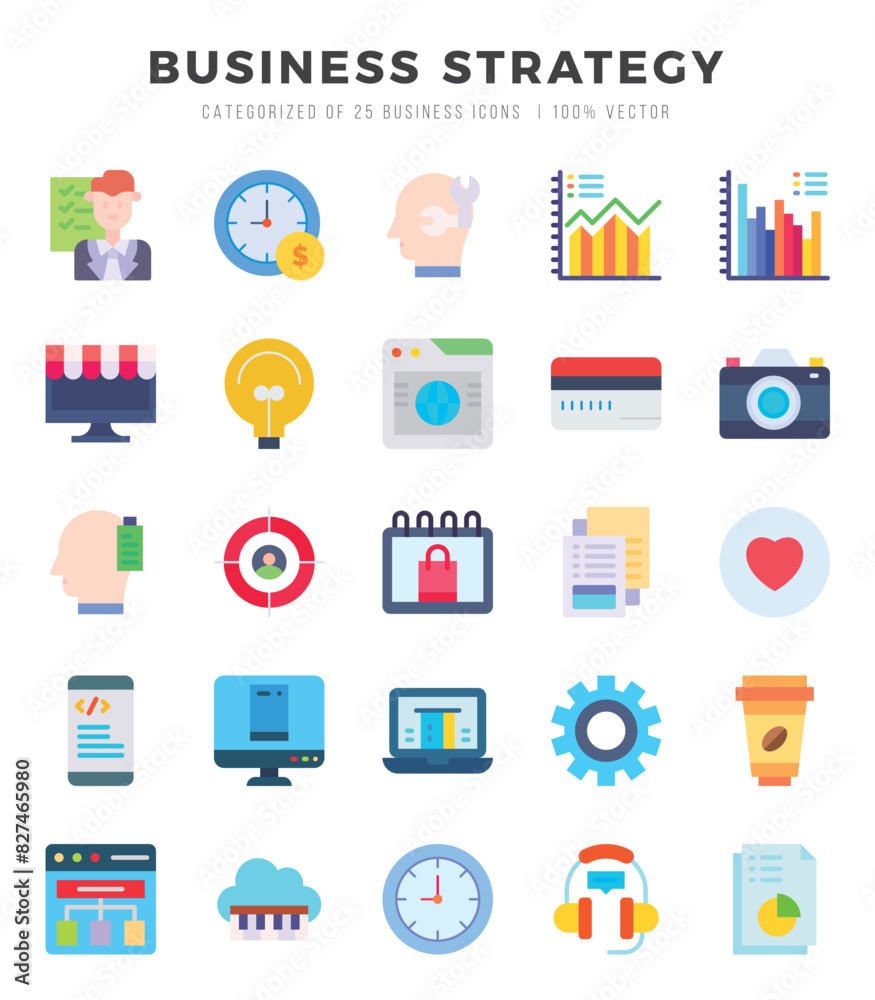 Set of Business Strategy Icons. Simple line art style icons pack.for website and mobile site and apps.