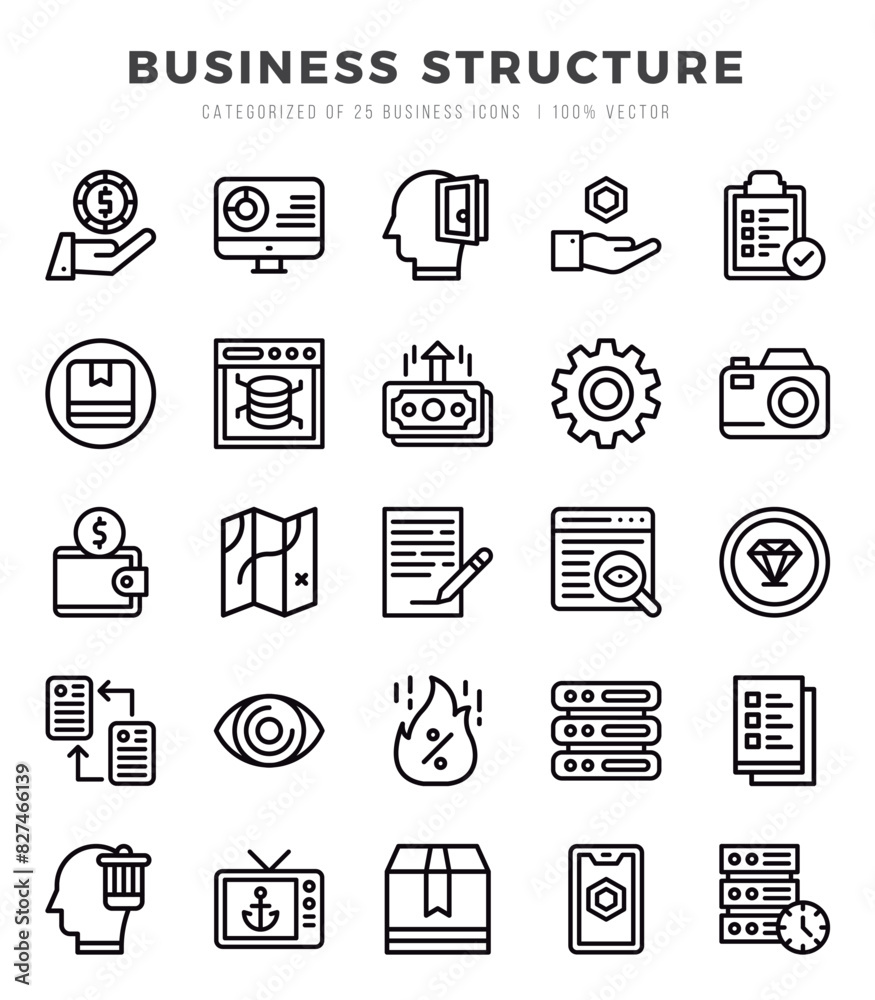 Vector icons set of Business Structure. Lineal style Icons. Vector icons set of Business Structure. Lineal style Icons.