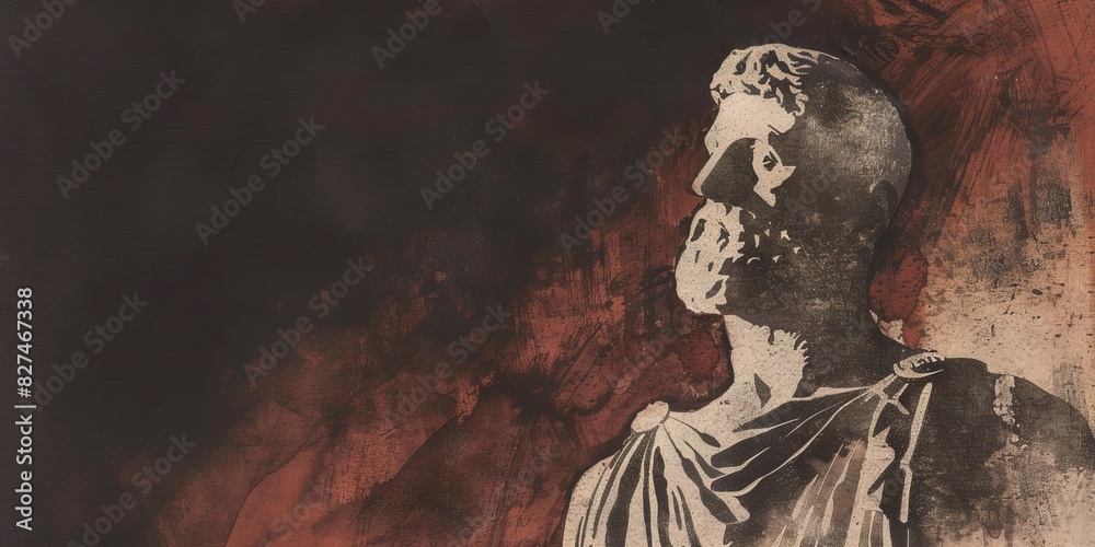 Obraz premium Epic Abstract Figure from Ancient Mythology Portraying Stoic Stoicism Existence with Timeless Classicism and Stoical Expressionism