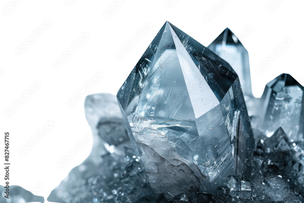 A close-up shot of a healing crystal with water droplets clinging to its surface, symbolizing purification and cleansing. isolated on white background. A close-up shot of a healing crystal with water droplets clinging to its surface, symbolizing purification and cleansing. isolated on white background.