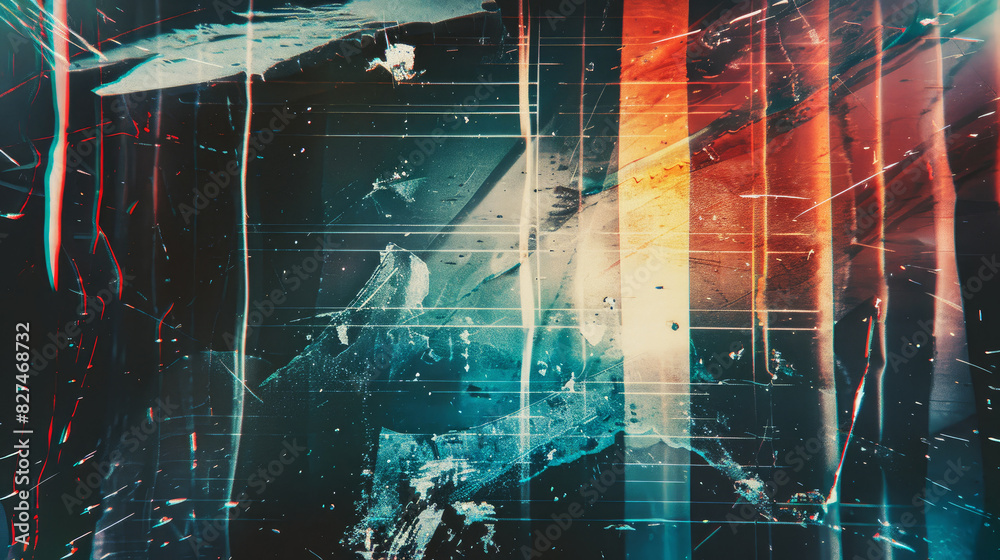 custom made wallpaper toronto digitalGrunge abstract background. Damaged screen. Orange glitch noise on blue scratched texture with dust.