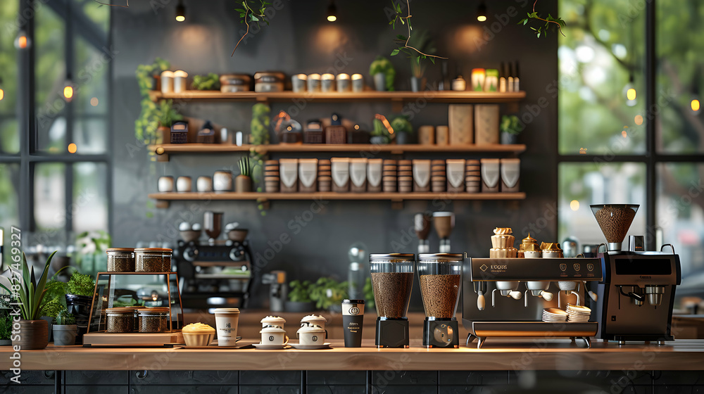 Coffee Shop Interior Design Concept with Trendy and Cozy Atmosphere Photo Stock Coffee Shop Interior Design Concept with Trendy and Cozy Atmosphere Photo Stock