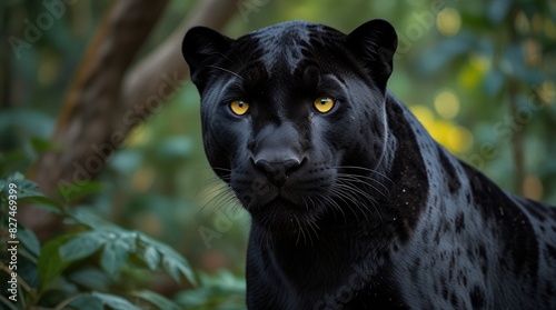Majestic Black Panther in Jungle - AI Generated Wildlife Wallpaper
