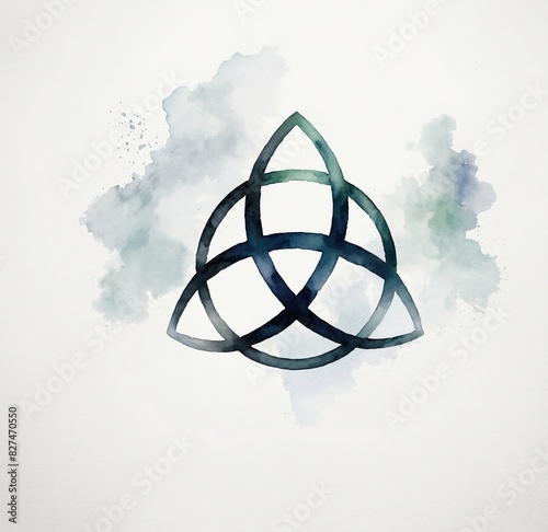 Triquetra. Sign of the Holy Trinity. Symbol of sacred geometry on a white backdrop. Vector-based artwork. watercolour manner.