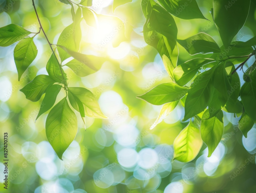 Sunlight shining through the tops of the leaves