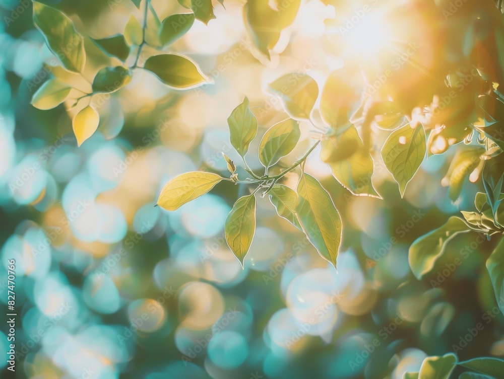 Fototapeta premium Sunlight shining through the tops of the leaves