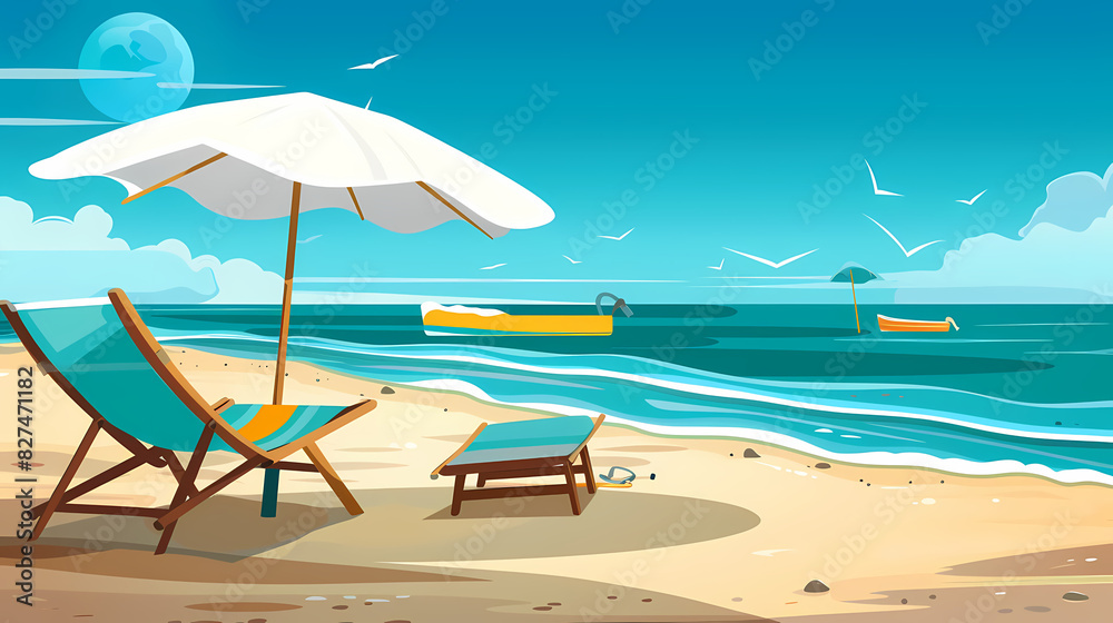 Summer holiday banners set vector image.Summer vacation loungers on sea beach landscape vector image Summer holiday banners set vector image.Summer vacation loungers on sea beach landscape vector image