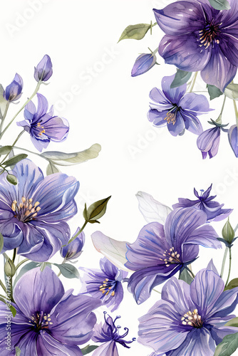 painting watercolor flower background illustration floral nature. Lilac  flower background for greeting cards weddings or birthdays. Copy space.