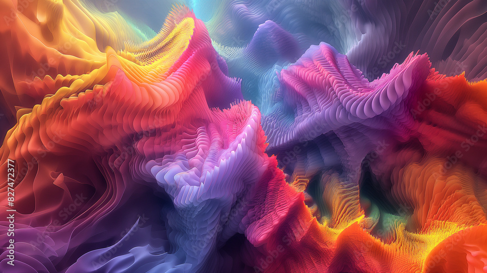 4. **Chromatic Symphony**: Present a dynamic 3D artwork bursting with a symphony of colors and shapes, leaving ample space for a caption that celebrates the harmonious convergence of vibrant hues. 4. **Chromatic Symphony**: Present a dynamic 3D artwork bursting with a symphony of colors and shapes, leaving ample space for a caption that celebrates the harmonious convergence of vibrant hues.
