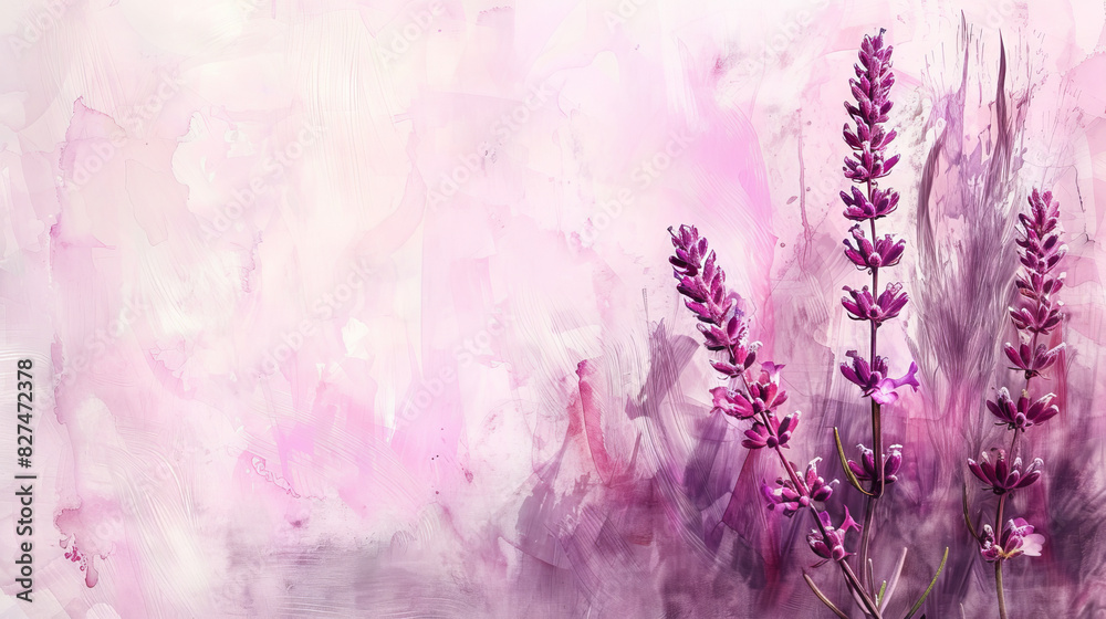 Naklejka premium painting watercolor flower background illustration floral nature. Lilac flower background for greeting cards weddings or birthdays. Copy space.