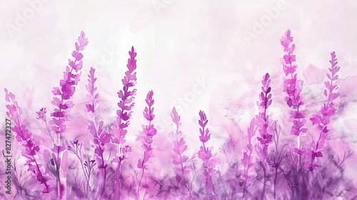 painting watercolor flower background illustration floral nature. Lilac flower background for greeting cards weddings or birthdays. Copy space.